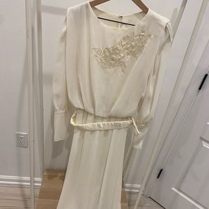 Long flowy vintage dress with pearl details